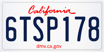 CA license plate 6TSP178