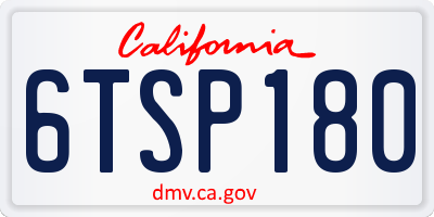 CA license plate 6TSP180