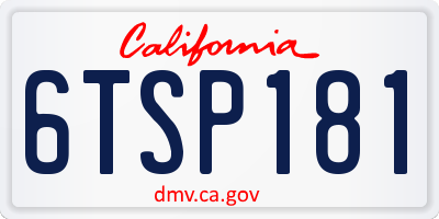 CA license plate 6TSP181