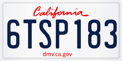 CA license plate 6TSP183
