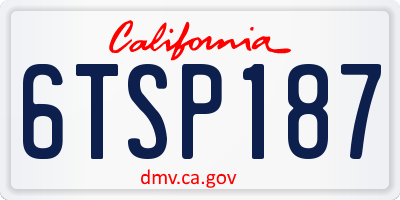 CA license plate 6TSP187