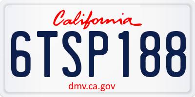 CA license plate 6TSP188