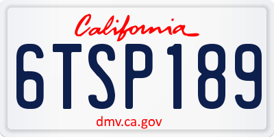 CA license plate 6TSP189