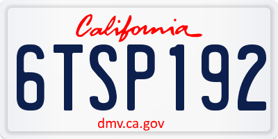CA license plate 6TSP192