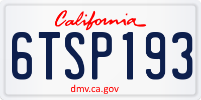 CA license plate 6TSP193