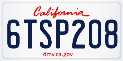 CA license plate 6TSP208