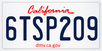 CA license plate 6TSP209