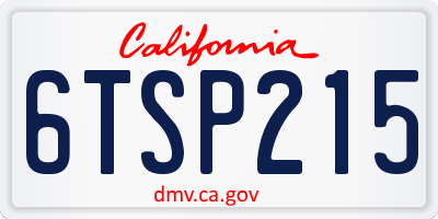 CA license plate 6TSP215