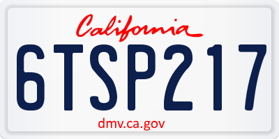 CA license plate 6TSP217