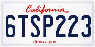 CA license plate 6TSP223