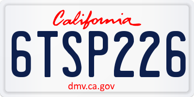 CA license plate 6TSP226