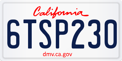 CA license plate 6TSP230