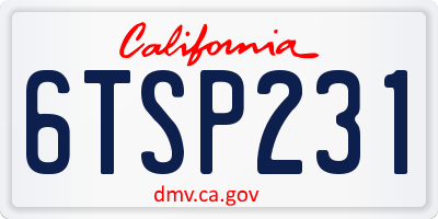 CA license plate 6TSP231