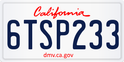 CA license plate 6TSP233