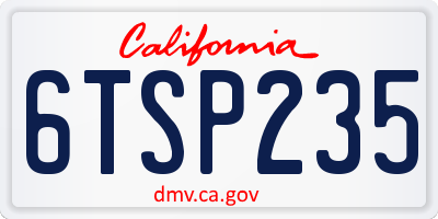 CA license plate 6TSP235