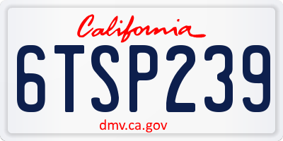 CA license plate 6TSP239