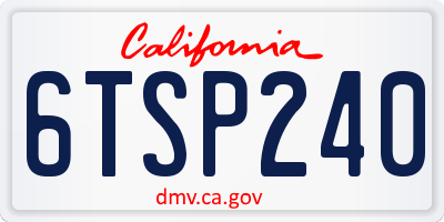 CA license plate 6TSP240