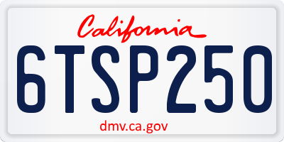 CA license plate 6TSP250