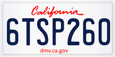 CA license plate 6TSP260