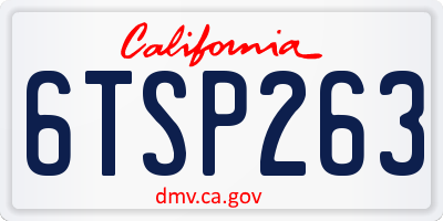 CA license plate 6TSP263