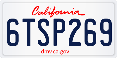 CA license plate 6TSP269