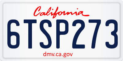 CA license plate 6TSP273