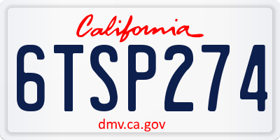 CA license plate 6TSP274