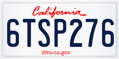 CA license plate 6TSP276