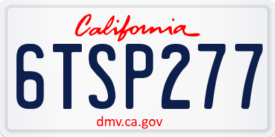 CA license plate 6TSP277