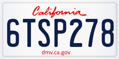 CA license plate 6TSP278
