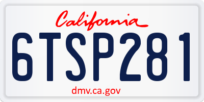 CA license plate 6TSP281