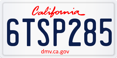 CA license plate 6TSP285