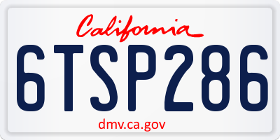 CA license plate 6TSP286