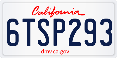 CA license plate 6TSP293