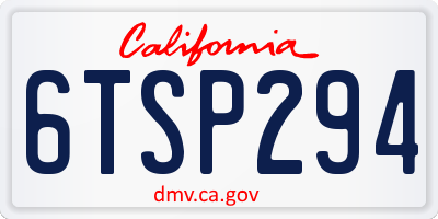 CA license plate 6TSP294