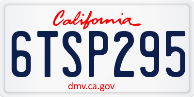 CA license plate 6TSP295