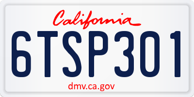 CA license plate 6TSP301