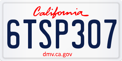 CA license plate 6TSP307