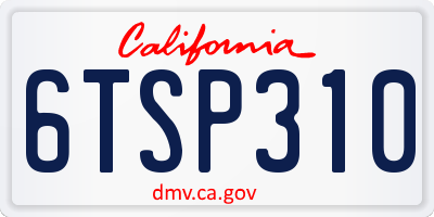 CA license plate 6TSP310