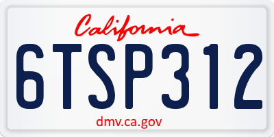 CA license plate 6TSP312