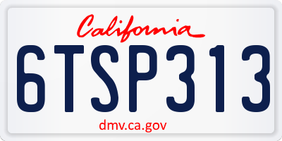 CA license plate 6TSP313