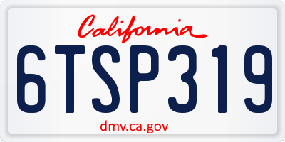 CA license plate 6TSP319
