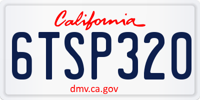 CA license plate 6TSP320
