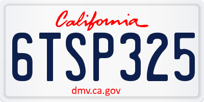 CA license plate 6TSP325