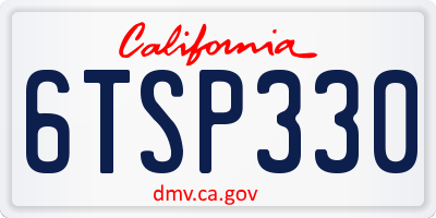 CA license plate 6TSP330