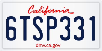 CA license plate 6TSP331