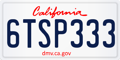 CA license plate 6TSP333