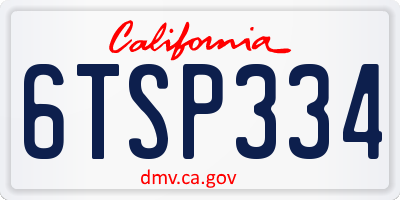 CA license plate 6TSP334