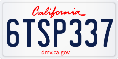 CA license plate 6TSP337