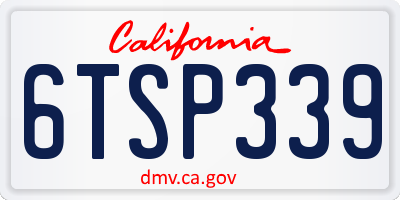 CA license plate 6TSP339